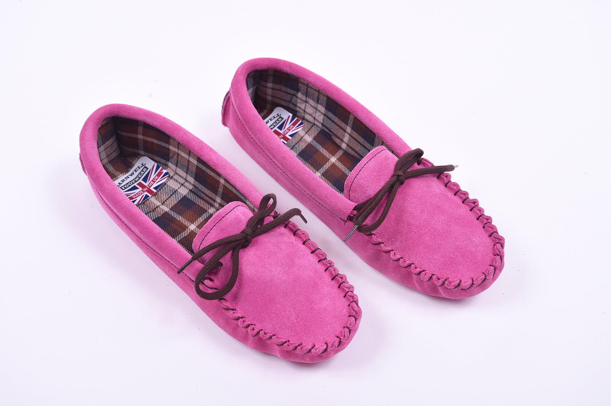 Ladies pink moccasin on sale slippers