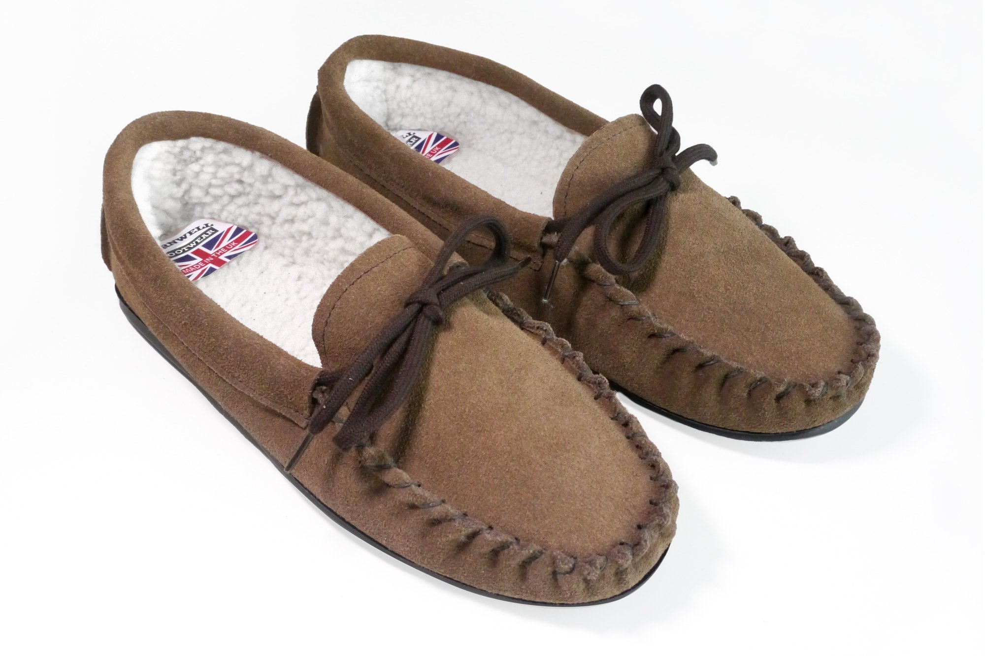 Made to Order Ladies Brown Suede Sheepskin moccasin slippers